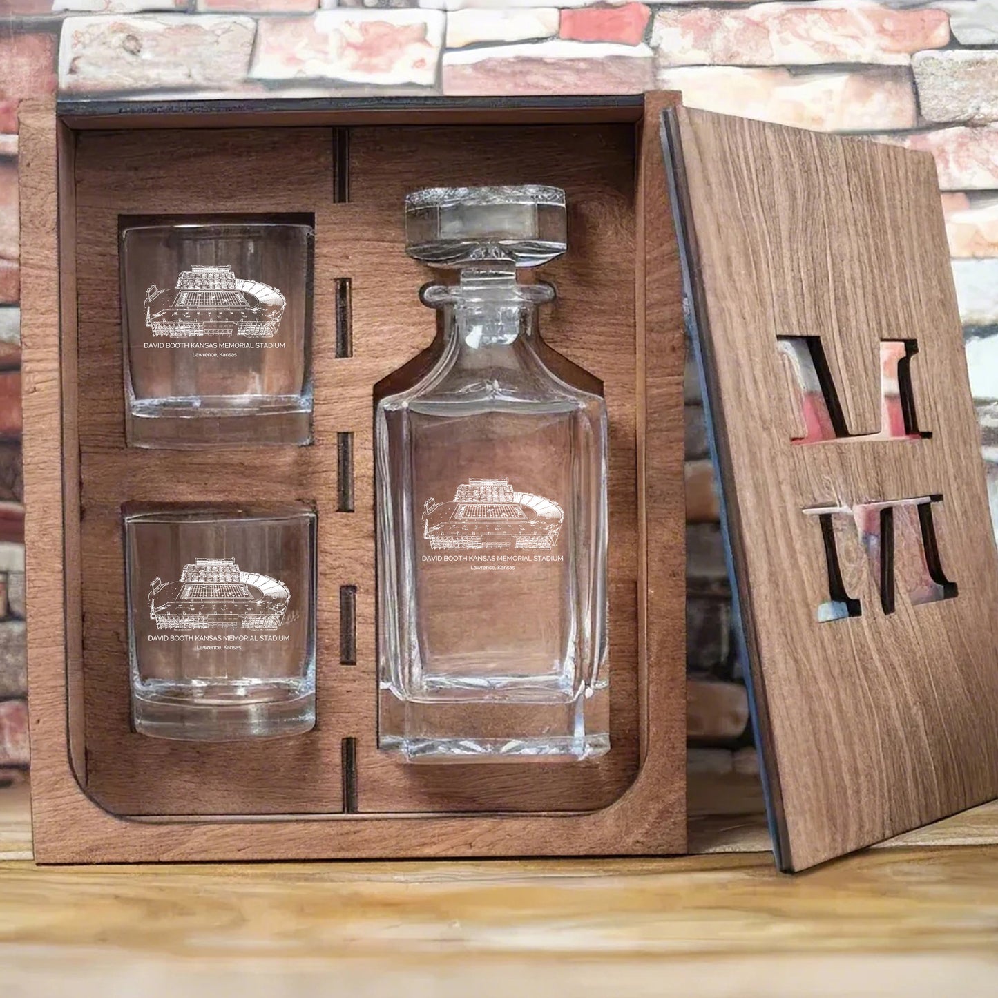 David Booth Kansas Memorial Stadium - Kansas Jayhawks Whiskey Set