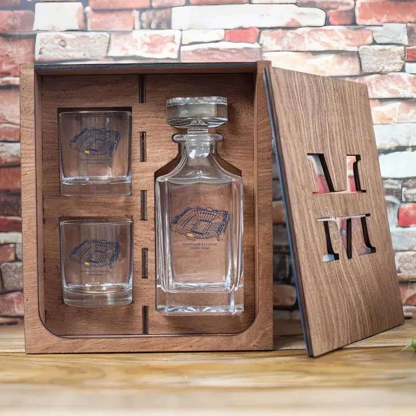 Michigan Stadium - Michigan Wolverines Whiskey Set