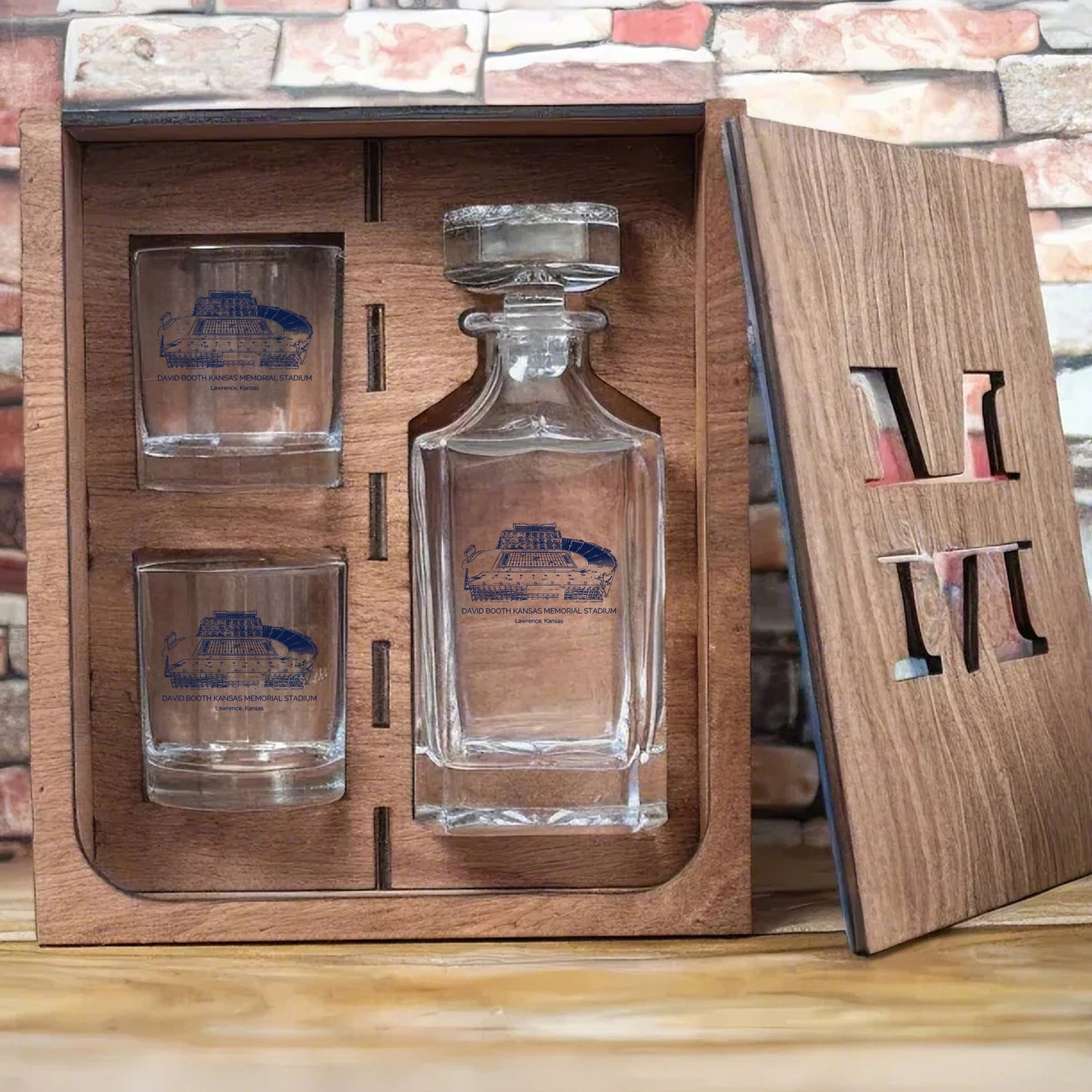 David Booth Kansas Memorial Stadium - Kansas Jayhawks Whiskey Set