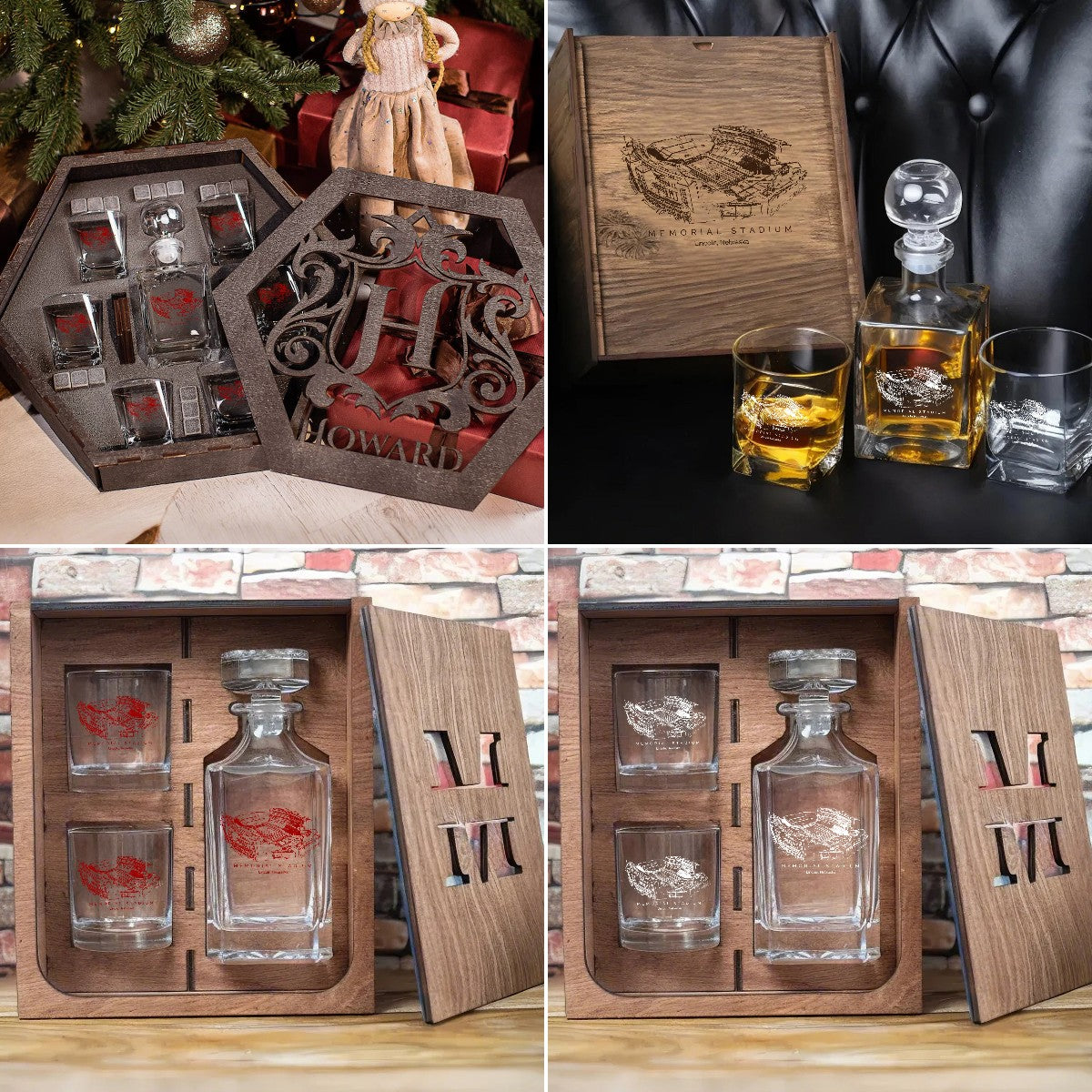 Memorial Stadium (Lincoln) - Nebraska Cornhuskers Whiskey Set