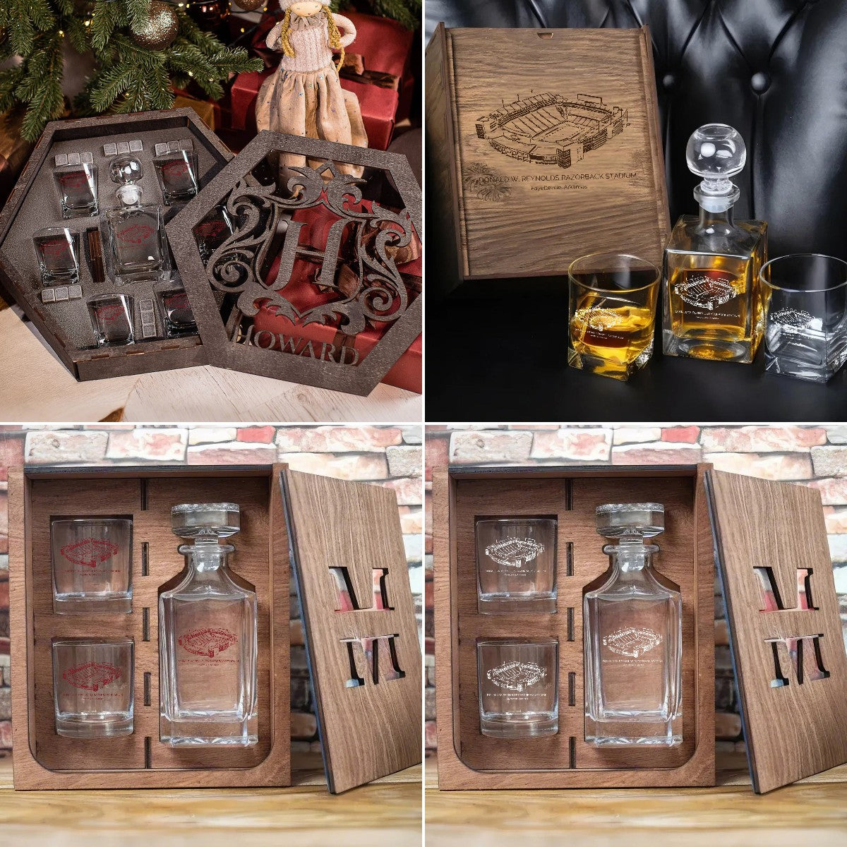 Donald W. Reynolds Razorback Stadium - Arkansas Razorbacks Whiskey Set