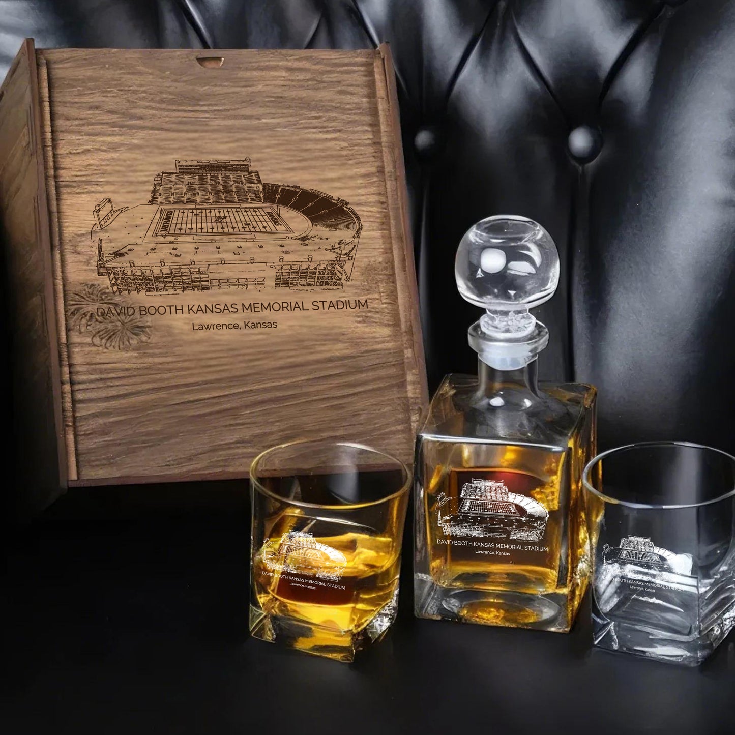 David Booth Kansas Memorial Stadium - Kansas Jayhawks Whiskey Cup Set Series