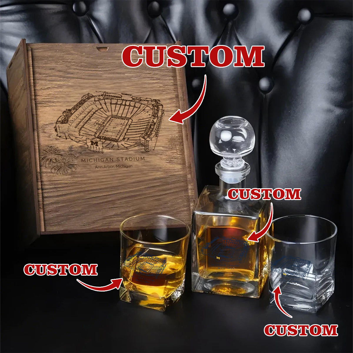 Custom Your Favorite Football Stadium - Football Team Whiskey Cup Set Series