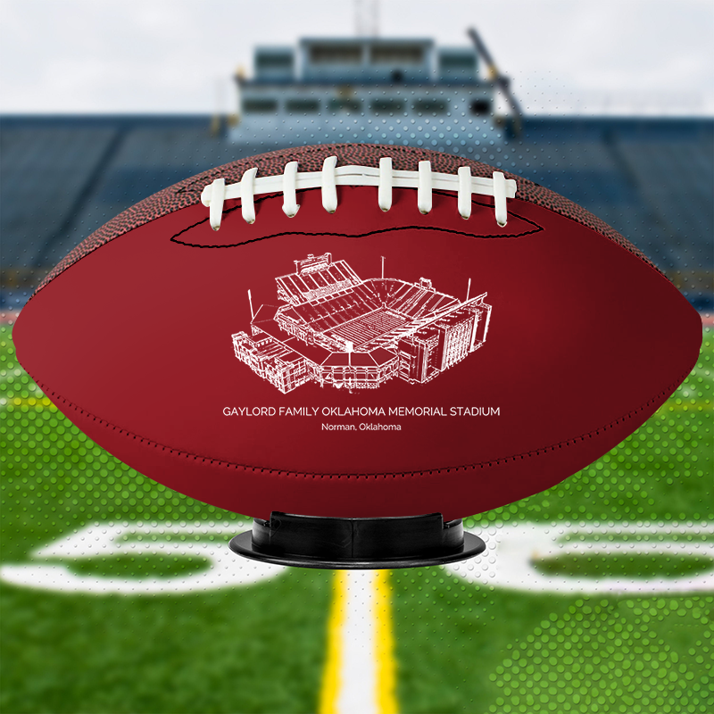 Gaylord Family Oklahoma Memorial Stadium - Oklahoma Sooners football, Stipple Art College Football