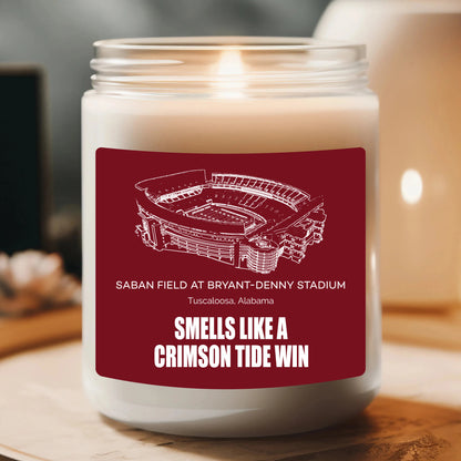 Personalized Smells like A Crimson Tide Win Candle,Saban Field at Bryant-Denny Stadium Lucky Candle