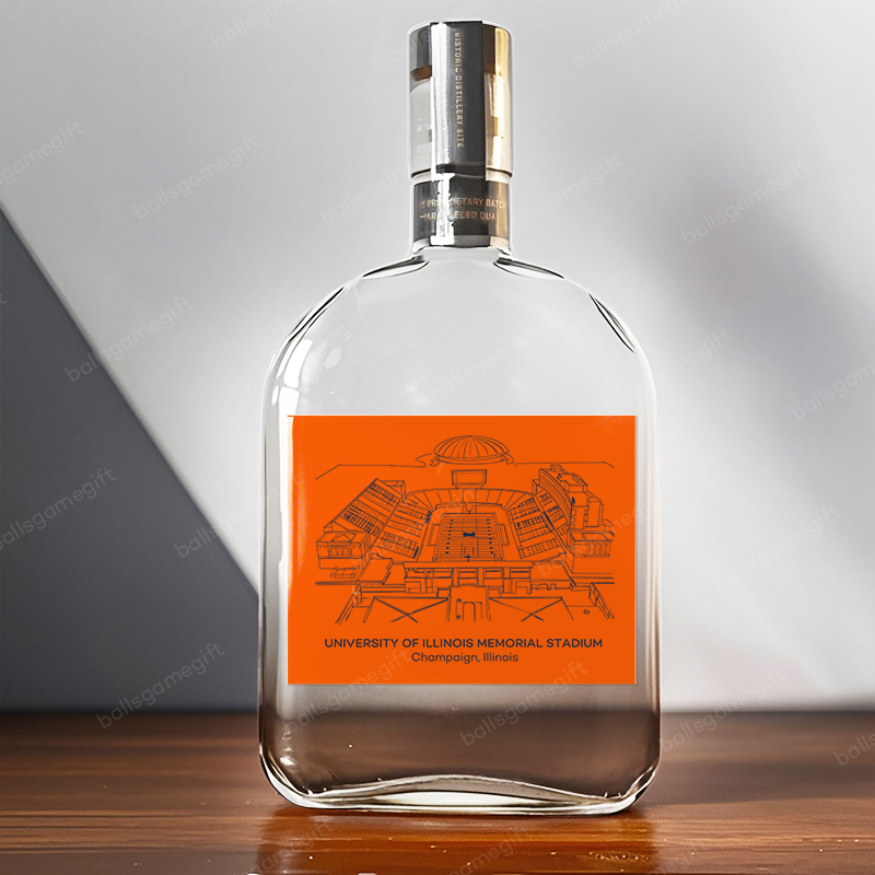 University of Illinois Memorial Stadium-Illinois Fighting Illini football,Whiskey Bottles-Gifts For Sports Lovers